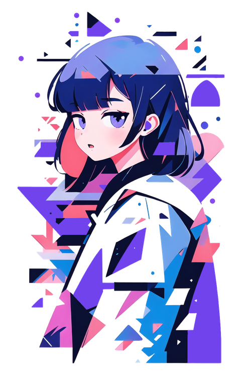 Anime Girl mit Lila fragmenten